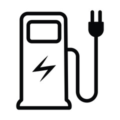 Car charging station icon, Charging station icon, Electrical cable plugs for auto or car. vector illustration. 