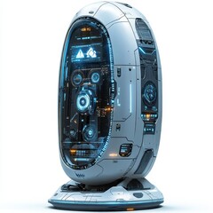 Futuristic Tech Device with Holographic Displays