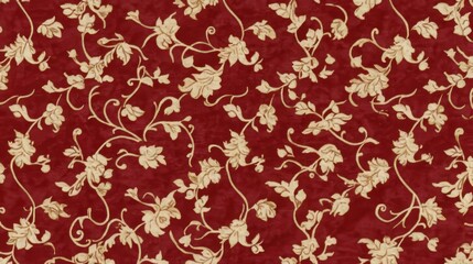 Elegant Red Floral Pattern Textile Design