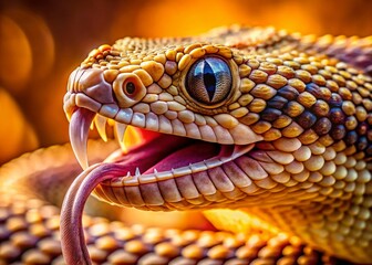Fototapeta premium Macro Photography: Rattlesnake Forked Tongue Detail - Close-Up Reptile Texture