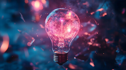 A lightbulb of ideas and digital innovation, representing new technological breakthroughs  -