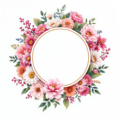 Obraz premium Watercolor illustration of flowers with white blank labe