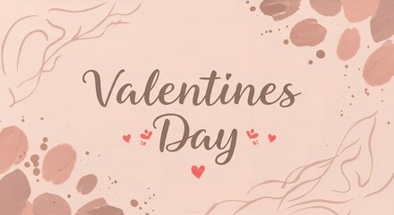 Elegant Valentine's Day Greeting Card with Hand-Drawn Abstract Elements and Romantic Typography  
