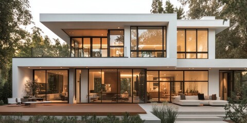 Modern Architectural Masterpiece: Luxurious Two-Story Home with Expansive Glass Walls