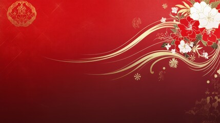 Elegant Red Gold Floral Design Festive Background (2)