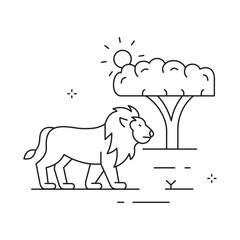 Wild African Savanna Lion Vector Icon Design