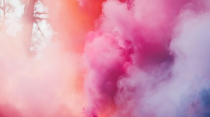 Obraz premium Abstract Colorful Smoke Photography with Pink and Purple Gradient Creating Dreamy Ethereal Atmosphere for Creative Background Design