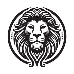 Fototapeta premium black and white Lion Head Tattoo Vector Mascot Illustration