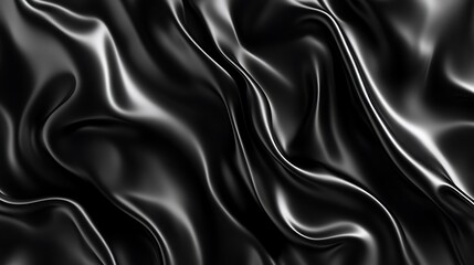 Obraz premium Draped Black Silk Fabric Showing Soft Waves