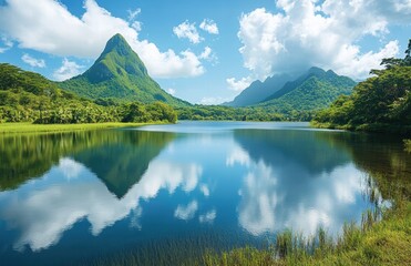 A beautiful lake with mountains in the background