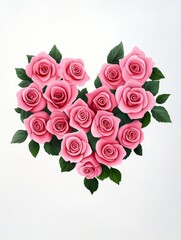 Pink Roses Heart Shape - A beautiful arrangement of pink roses forming a heart shape, perfect for Valentine's Day or romantic occasions.
