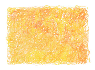 Png Yellow, orange Hand drawn scrawl sketch line hatching frame. Pen, pencil, pastel art grunge texture stain on transparent background.