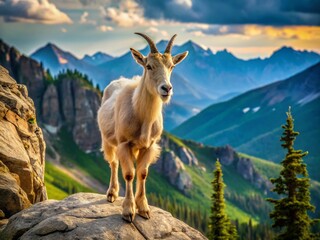 Obraz premium Majestic Billy Goat in Wild National Park - High Resolution Stock Photo