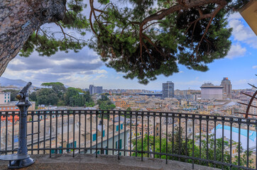 Genoa cityscape: panoramic view from the Spianata Castelletto, Italy.