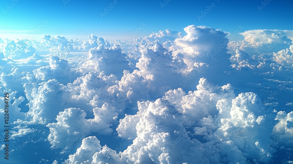 Poster fluffy, bright white clouds float effortlessly against a backdrop of clear blue sky, inviting daydre