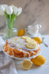 Pieces of delicious lemon pie 