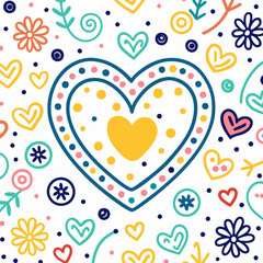 Colorful hearts and flowers pattern. (6)
