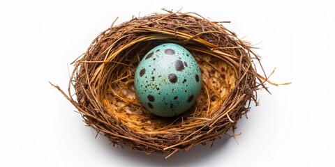 Obraz premium Majestic Eagle Egg: Top View Isolated on White Background - Night Photography