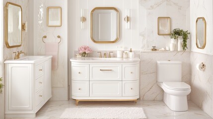 Elegant White Bathroom Interior Design with Gold Accents (1)