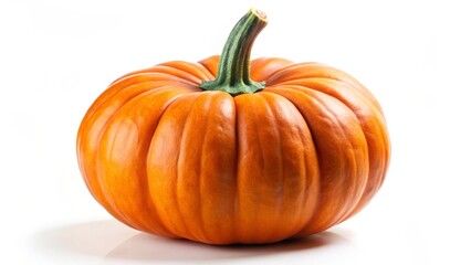 Obraz premium Single Orange Pumpkin on White Background