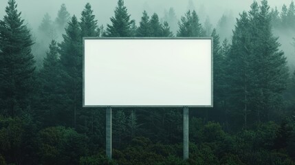 Fototapeta premium Blank Billboard Mockup In A Misty Forest