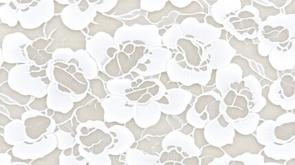 Obraz premium Elegant White Floral Lace Fabric Texture Design