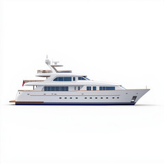 A premium yacht, expansive deck, polished finishes, photorealistic style, isolated on white background