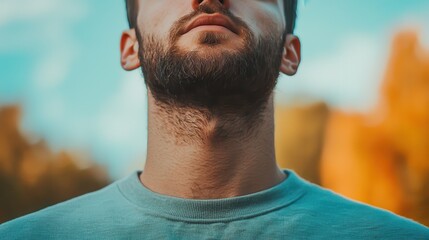 Obraz premium Close Up Of A Man's Glittery Beard Outdoors In Autumn