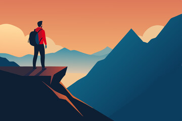 silhouette of a person on the top of mountain
