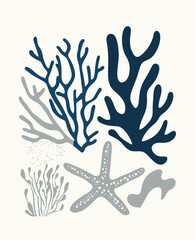 Logo Featuring Stylized Sea Stars Coral and Seaweed Logo Design with Stylized Sea Stars Coral Reefs