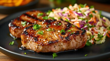 A Delicious Weeknight Dinner: Crispy Oven-Baked Pork Chops with Zesty Coleslaw for a Perfect Fusion of Flavors