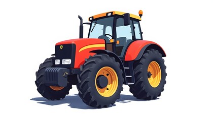 Obraz premium Powerful Red Tractor with Large Wheels and Yellow Accents