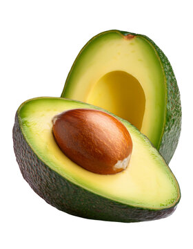 Sliced avocado halves (with seed, transparent background)