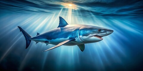 Fototapeta premium Majestic Ocean Predator: Isolated Shark PNG for Design Projects
