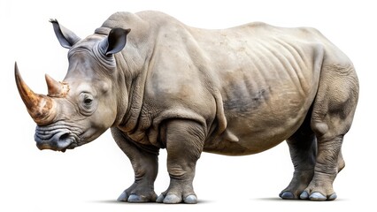 Fototapeta premium White Rhinoceros on White Background