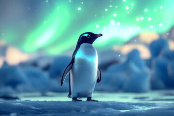 Naklejka premium penguin on ice
