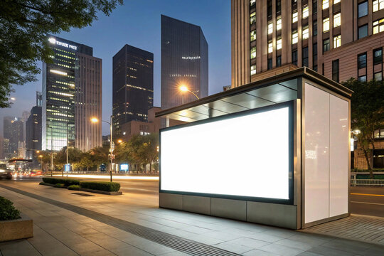 Large horizontal blank advertising poster  building in urban city digital light box display screen for OOH media 12 sheet outofhome, billboard banner mockup