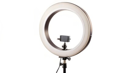 Naklejka premium Ring Light with Smartphone Mount on Tripod