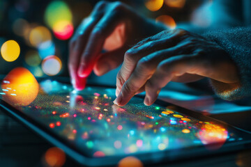Doctor using digital tablet and working on laptop computer at doctor's office in hospital, close up