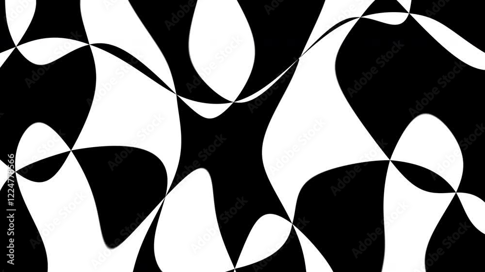 Poster Liquid psychedelic pattern of curved lines. Looping Motion. Moving liquid pattern with curved lines. Spots and curved lines move in