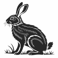 Easter Rabbit Silhouette Vector, Rabbit Silhouette Vector, Black and White Rabbit Silhouette, Rabbit Clipart