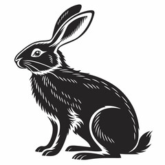 Easter Rabbit Silhouette Vector, Rabbit Silhouette Vector, Black and White Rabbit Silhouette, Rabbit Clipart