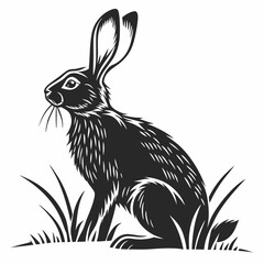 Easter Rabbit Silhouette Vector, Rabbit Silhouette Vector, Black and White Rabbit Silhouette, Rabbit Clipart