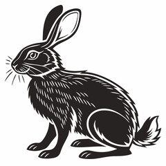 Easter Rabbit Silhouette Vector, Rabbit Silhouette Vector, Black and White Rabbit Silhouette, Rabbit Clipart