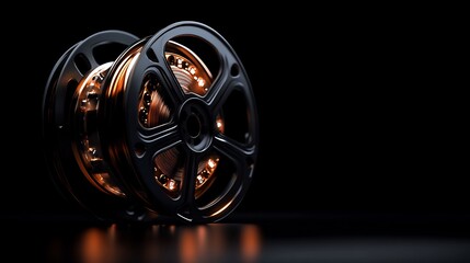 Obraz premium Illuminated Film Reels: A Cinematic Masterpiece