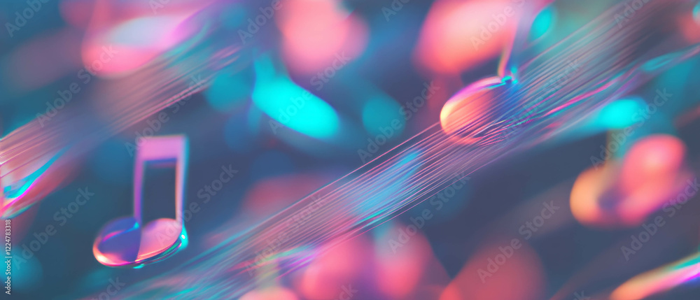 Poster Music in vibrant colors with an abstract design featuring central empty space for creativity