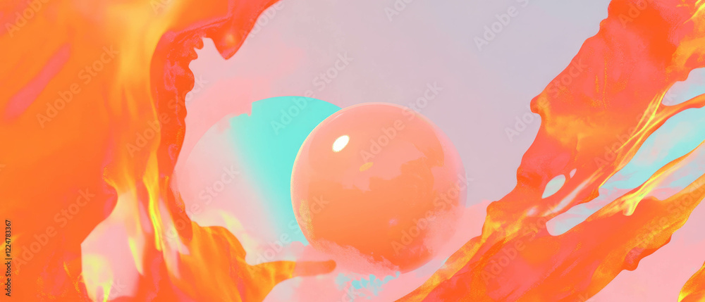 Poster exploring vibrant abstract shapes and sparks in a creative digital space