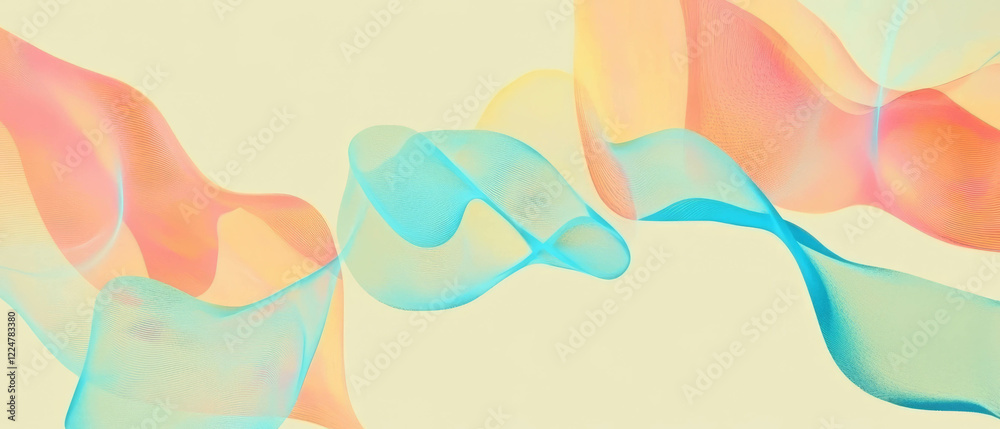 Poster abstract composition with shapes and music waves in a vibrant artistic design