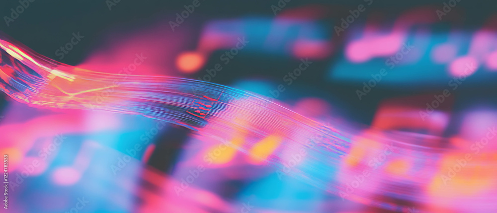 Poster abstract sound vibrations create a visual rhythm with a central musical focus