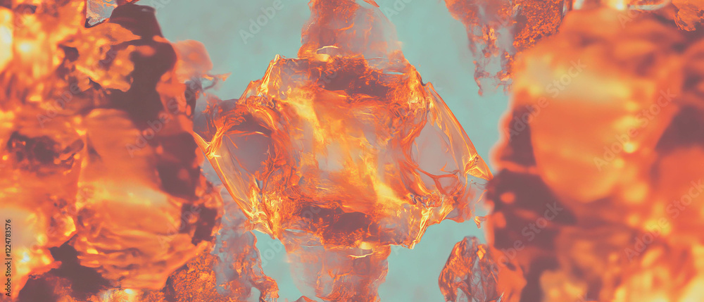 Aufkleber embers glowing against a blue backdrop create a fiery visual experience